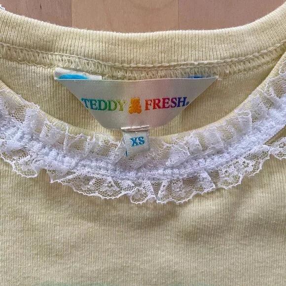 Teddy Fresh Women's Cowboy Teddy Bear Western Top Shirt with Lace Trim size XS - Picture 3 of 8